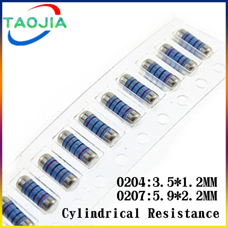 50PCS SMD MELF Resistor 0204 1R 1.5R 2R 10R 15R 47R 100R 330R 1K 2K 4.7K 10K 100K 150K 220K 820K 1M Cylindrical Resistance