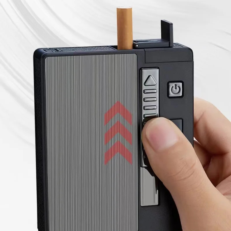 2024 Double Arc Metal Cigarette Case Rechargeable Windproof Lighter Packs Full Pack of Cigarettes 20 PCS 10PCS Mens Gift