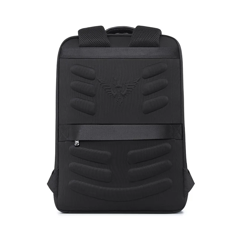 Leather backpack male fashion multi-functional backpack Business leisure student first layer cowhide computer bag Black -15.6