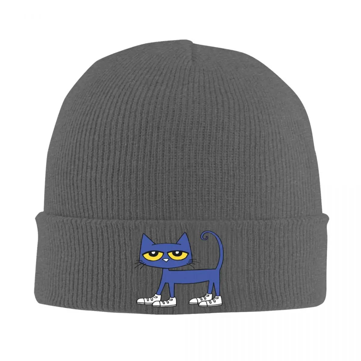 Pete The Cat I Love My White Shoes Warm Knitted Cap Hip Hop Bonnet Hat Autumn Winter Outdoor Beanies Hats for Unisex Adult