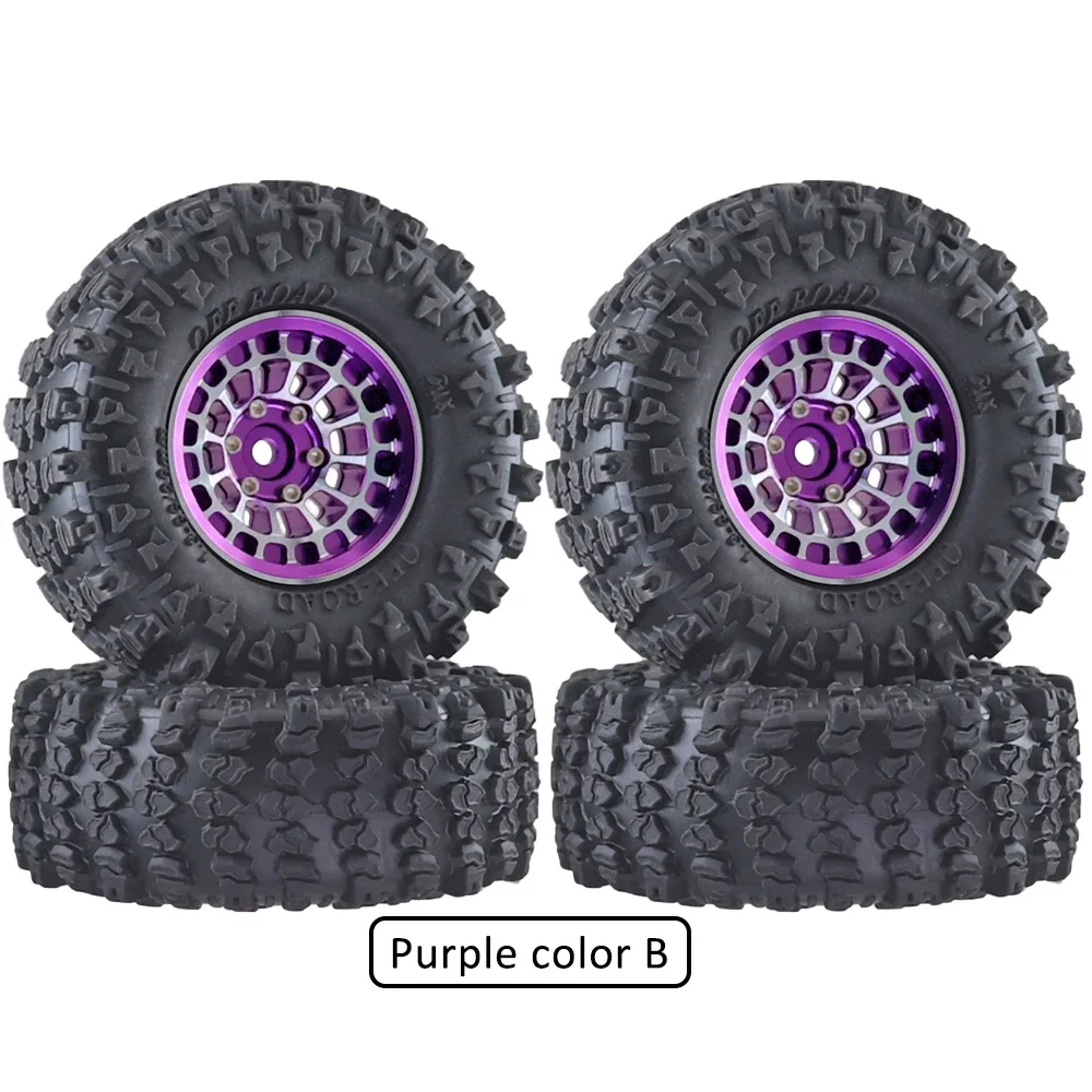 

4pcs Ajrc Aluminum Alloy 1.3 Inch Beadlock Wheel Rim Tire for 1/24 Axial SCX24 FMS24 1/18 Traxxas TRX4M TRX4-M RC Crawler Car
