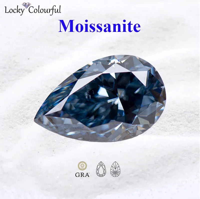 

Moissanite Gray Color Pear Shape VVS1 Charms Beads for Diy Jewelry Making Earrings Bracelet Main Materials with GRA Certificate