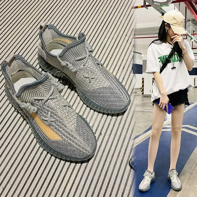 Women Lace Up Shoes Sporty Outdoor Flying weaving Sneakers Comfort Lightweight Non Slip Athletic Shoes for Gym Work Casual