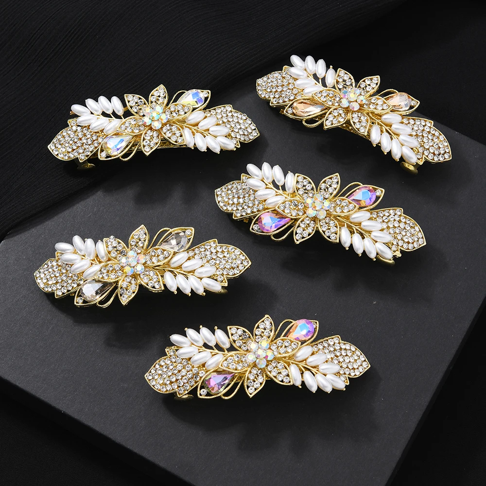 

Elegant large hair clips, girls' hair accessories, pearl crystal flower spring clips,colorful hair accessories, hair accessories