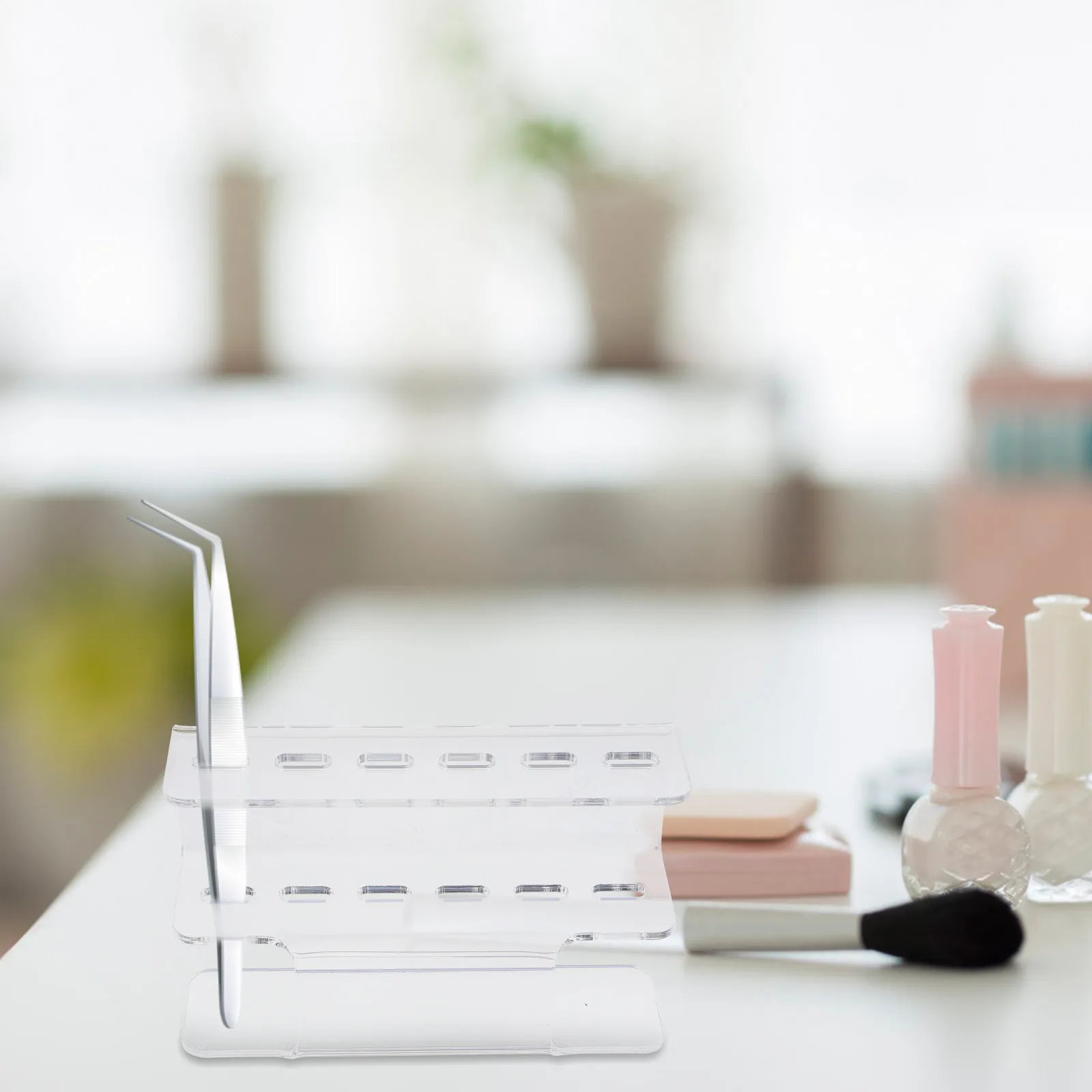 Acrylic Eyelash Tweezers Storage Rack 1Pcs Display Stand Holder Space Saving Easy Clean Long Term Use Tweezers Rack