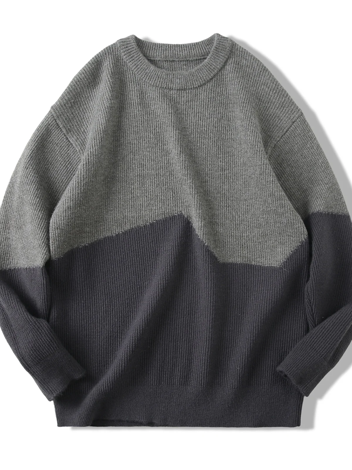 

Trendy Design High Weight Knitted Sweater for Men round Ne Color Blo Comfortable Skin-friendly Winter Faion Urban Sle