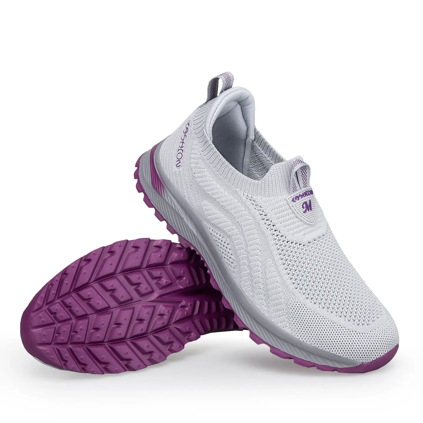 Ladies Slip on Elderly Walking Shoes Lightweight Knitted Breathable Casual Sneakers Women Comfortable Non-slip Footwear
