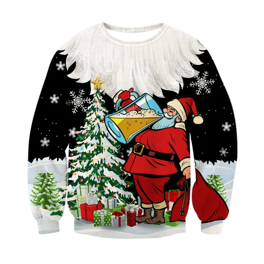 

Hilarious Santa Claus Graphic Ugly Christmas Sweater Fashion Autumn Streetwear 3D Printed Sweatshirts Loose Breathable Pullovers