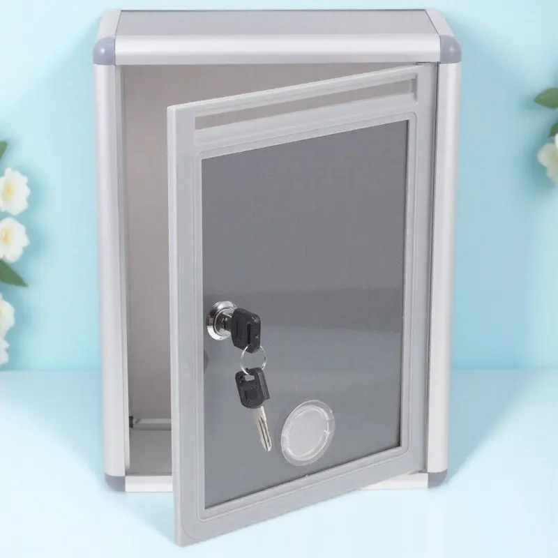 Metal Office Suggestion Box Lockable Letter Box Lightweight Hanging Mail Storage Holder for School Office Fundraiser Complaint