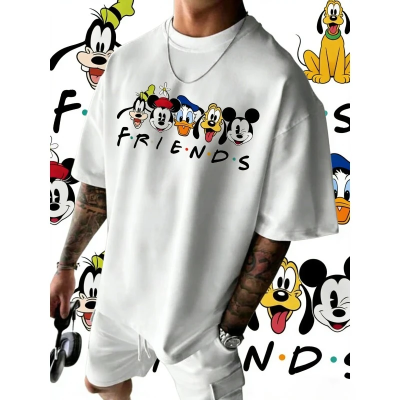 Disney T-shirt Unisex Couple Outfit Mickey Mouse Friends Summer Men's Casual Cartoon Print Short Sleeve T-Shirt