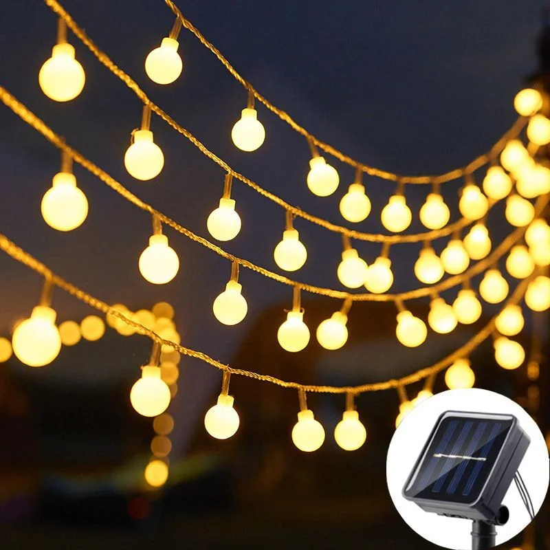 

20/50/100LED Solar Outdoor String Lights Round Ball Solar Globe Lights for Garden Patio Holiday Party Christmas Decoration