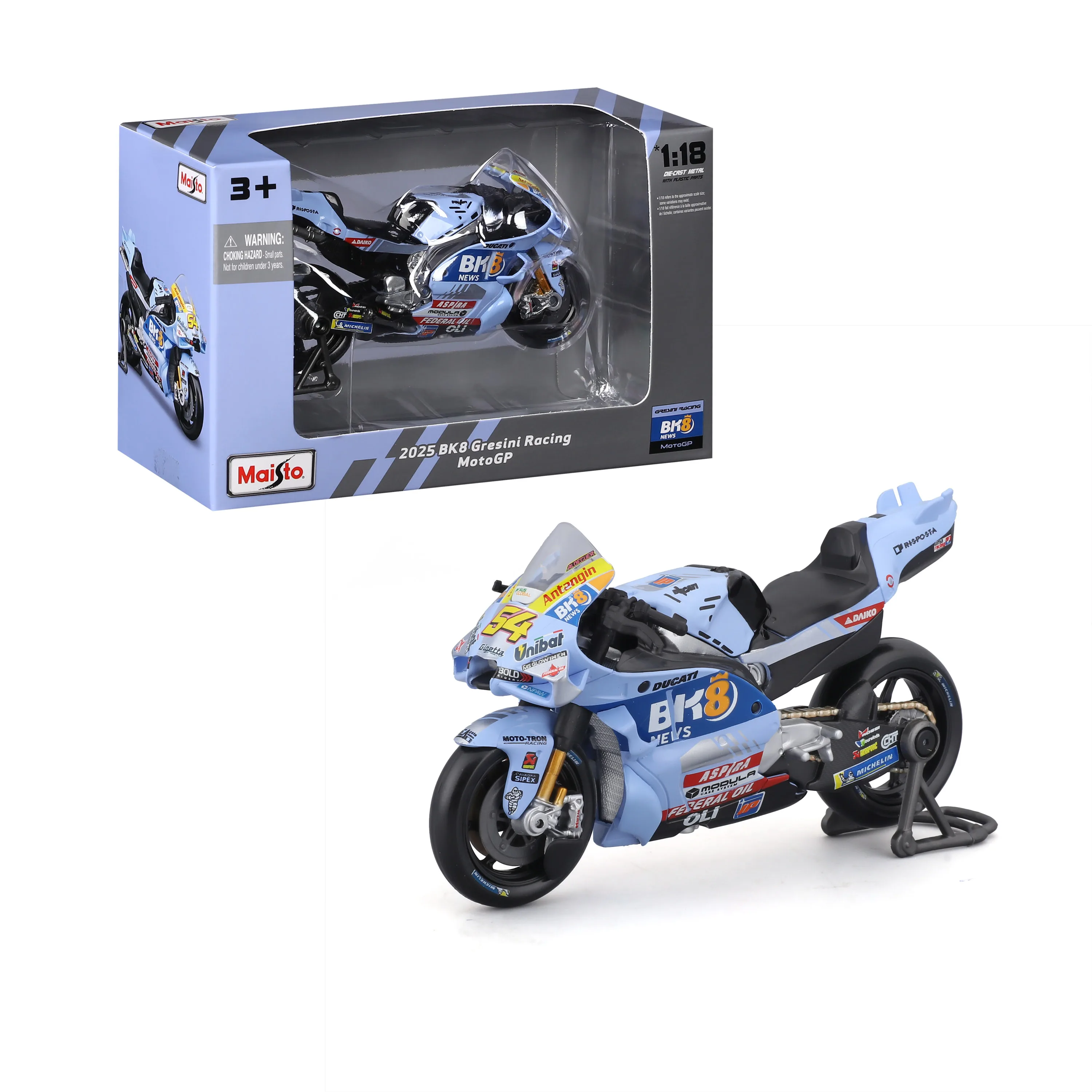Maisto 1:18 # 73 Alex Marquez # 54 Giannantonio 2025 BK8 Gresini Racing Moto GP Motorradmodell aus Gusslegierung, Sammlerstück, Geschenk, Spielzeug – Detail 11