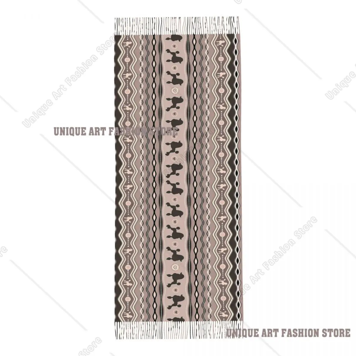 タッセル付きレディーススカーフ プードルラブドッグ ロングソフトウォームショールラップ コッカプードルアニマル デイリーウェア カシミアスカーフ