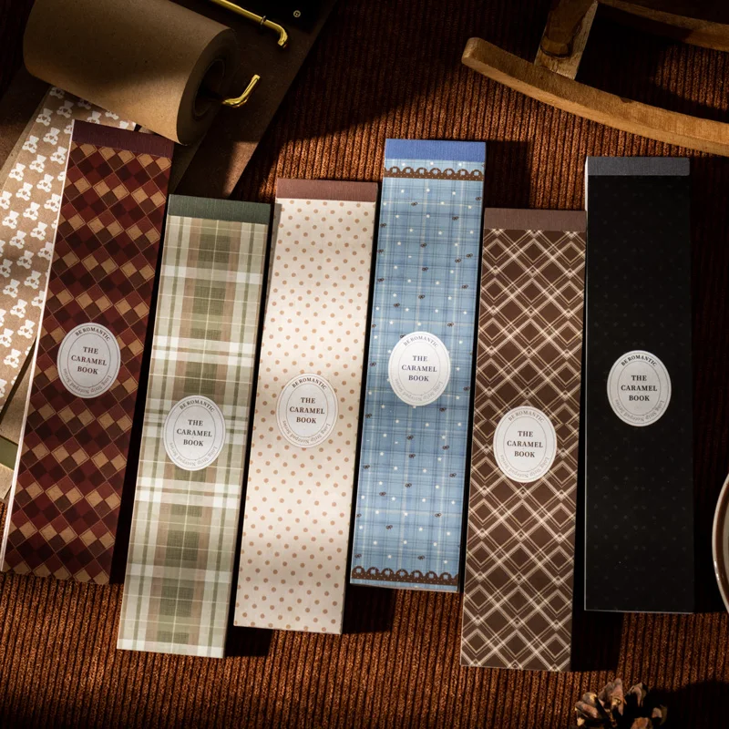 

50pc Caramel colored long strip notebook, caramel manual series, retro notebook, DIY material paper, sticky notes