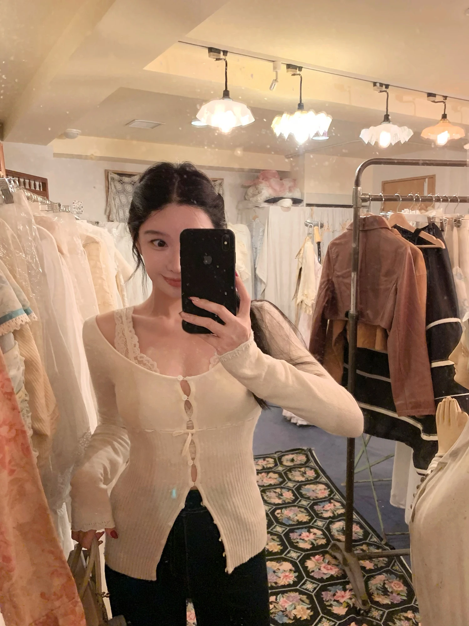 

ivian Winter Love S Milk Soft 00 Wool Velvet Knot Top Bra Underwear Women's Knitted Sweater Long Sve Warm