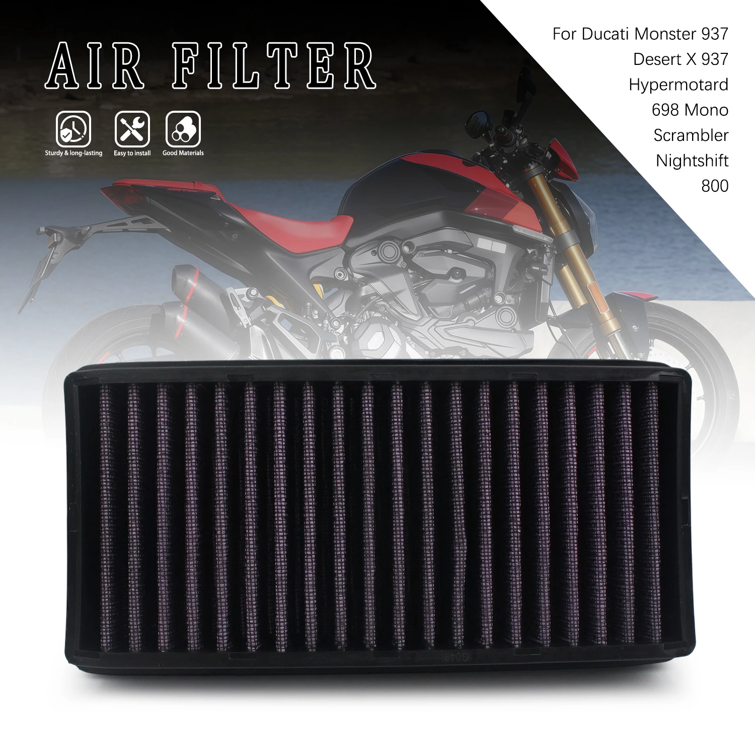 Zubehör Moto für Ducati Desert X 937 DESERT RALLY Monster Hypermotard Scrambler Monster High Flow Luftfilter Ansaugreiniger