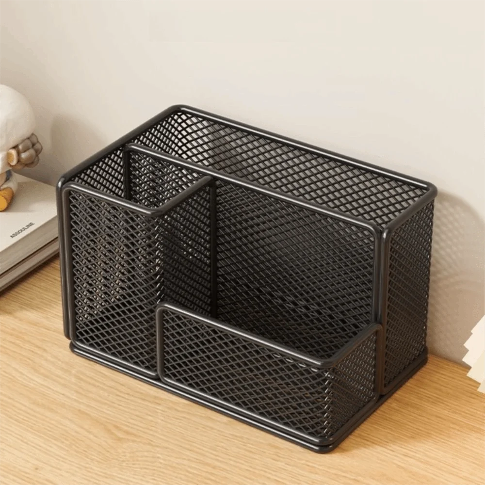 Metal Mesh Mesh Desk Organizer Carbon Steel Space-Saving Desktop Pen Holder Large Opening Easy Access Stationery Storage Rack