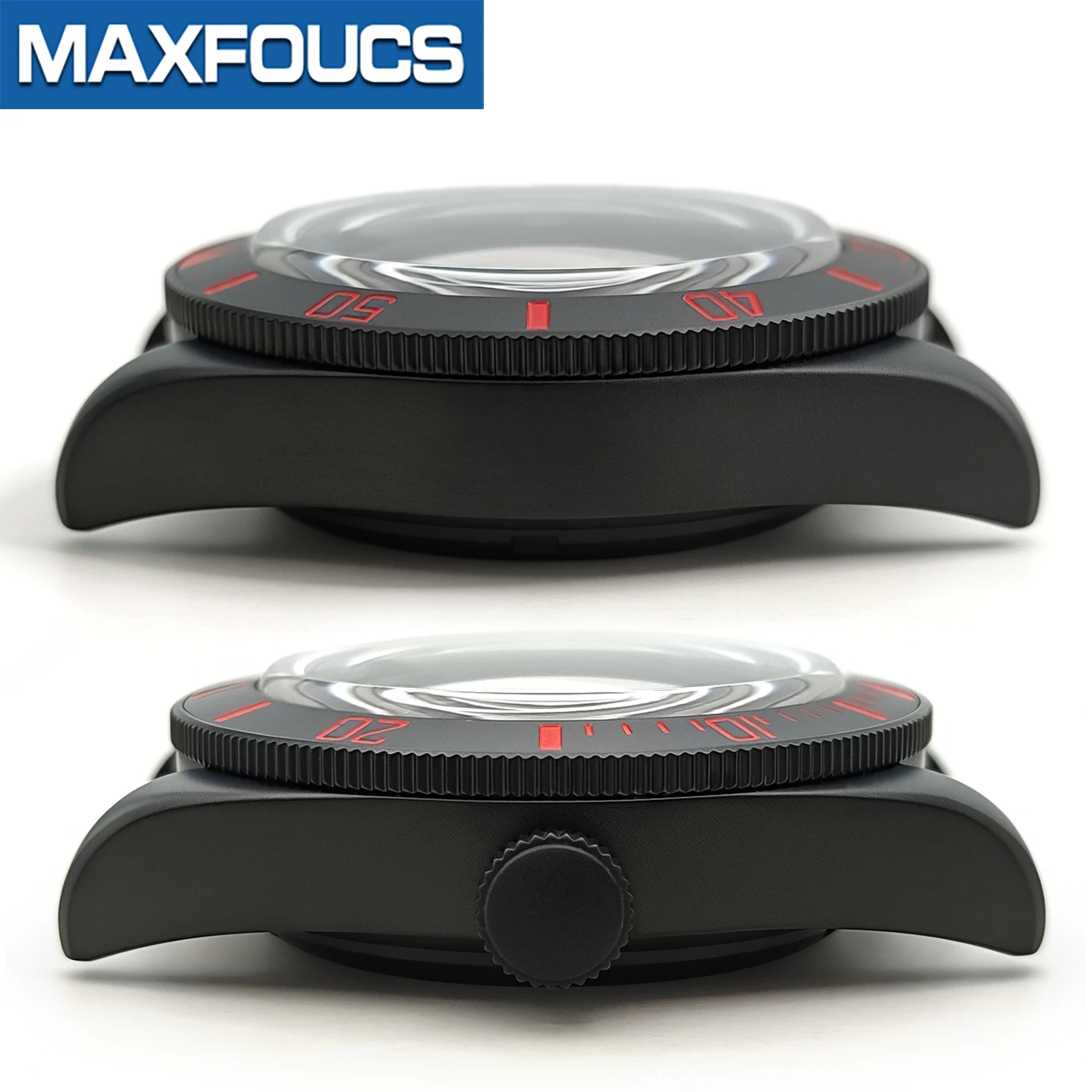 Mattes Retro-Uhrengehäuse im Black Bay-Stil MOD SKX NH34 NH36 Schwarze Stahlkrone Saphirglas-Gehäuseboden Einsatz Kundenspezifisches Zubehör – Detail 15