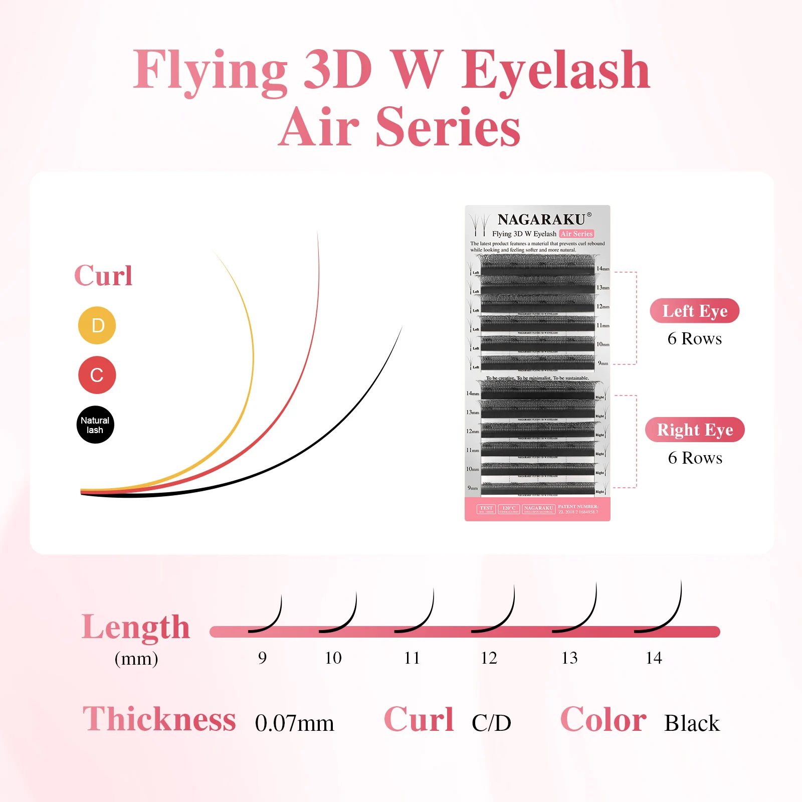 NAGARAKU Flying 3D W-Form Natürliche Weiche Leichte Handgewebte Fächer Automatische Blumen-Falsche Wimpernverlängerungen Fox – Detail 6