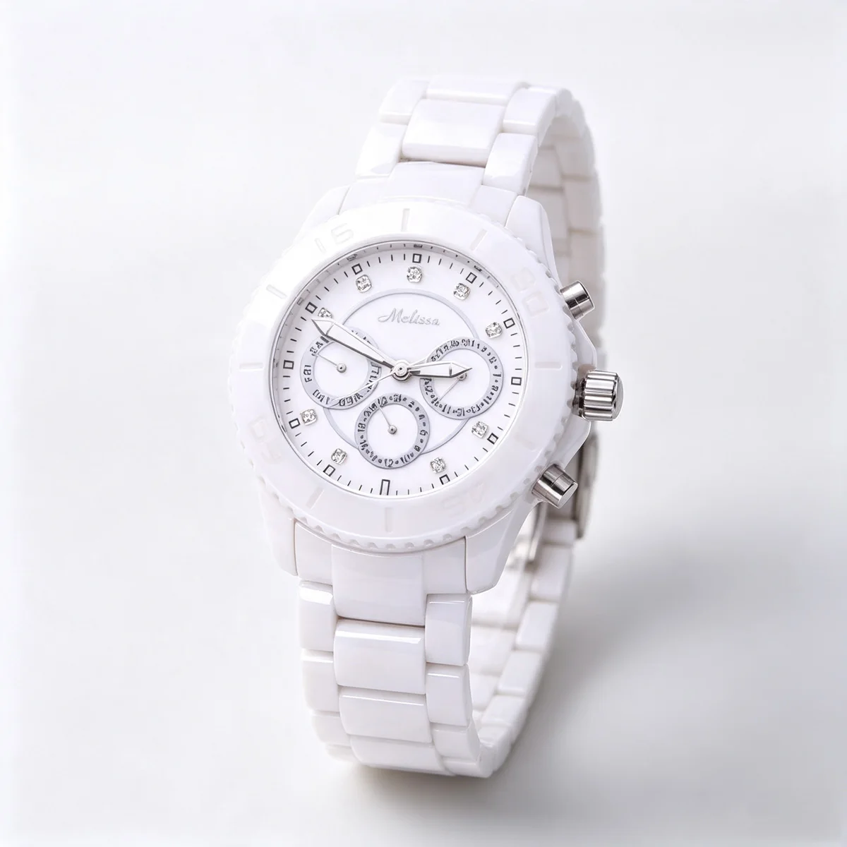 SALE!!! Discount Melissa Ceramic Crystal Rotating Rose Camellia Flower Women's Watch Fashion Luxury Girl Birthday Gift