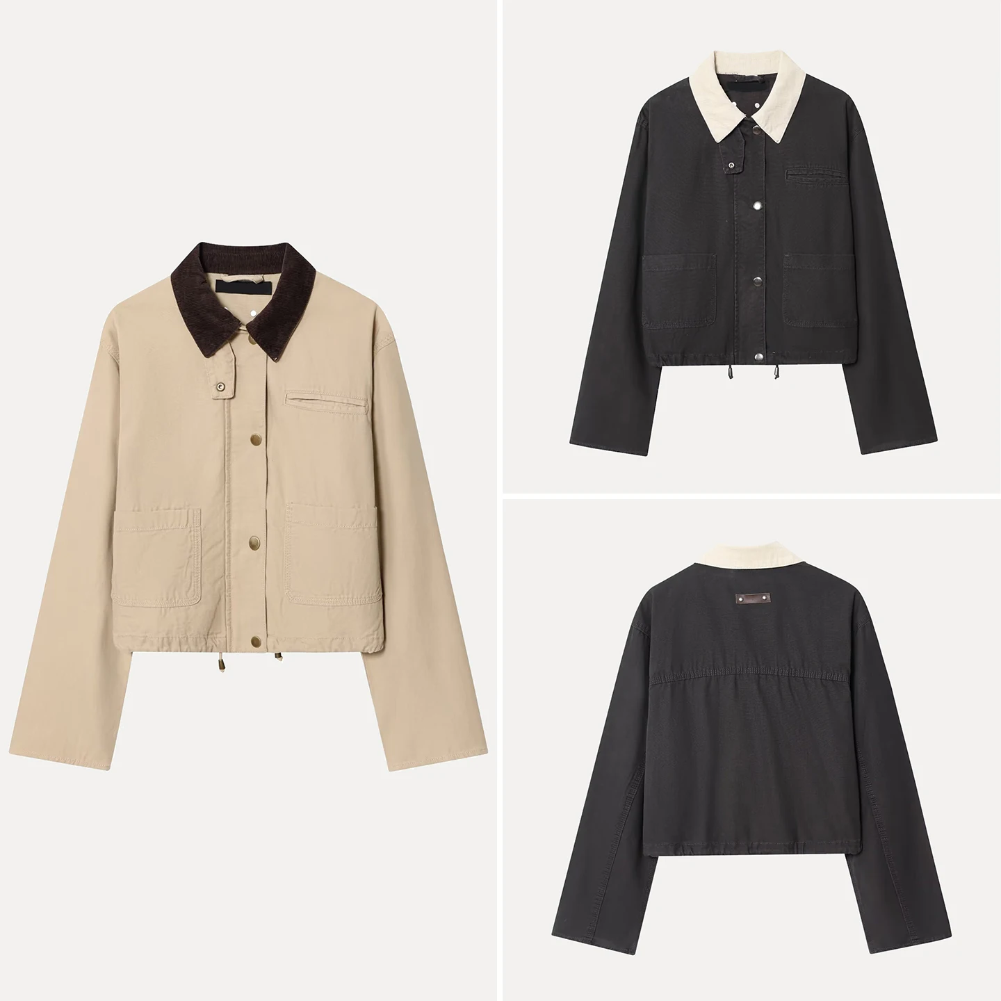 

Женская модная осень 2021, серия Salt, вельветовый воротник, винтажная рабочая одежда, джерт, дышащее волокно из полиэстера