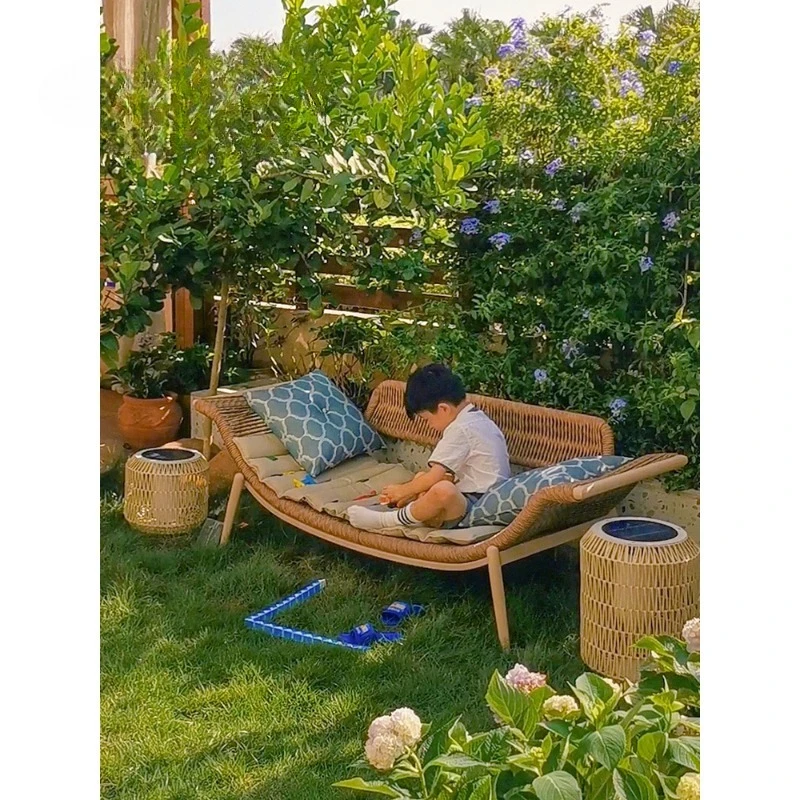 

Single sofa chair recliner simple Nordic light luxury design balcony leisure rattan chair minimalist