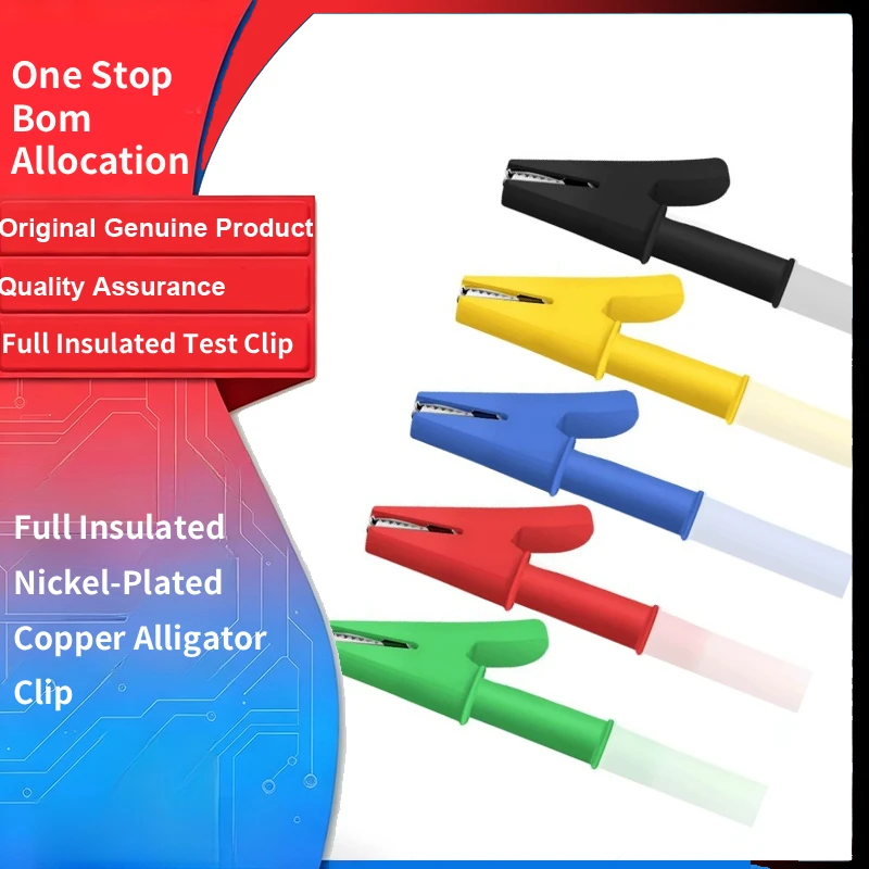 30A Medium Full Insulated Alligator Test Clip Nickel-Plated Copper High Voltage Sheath Clamp with 4mm Banana Jack Socket