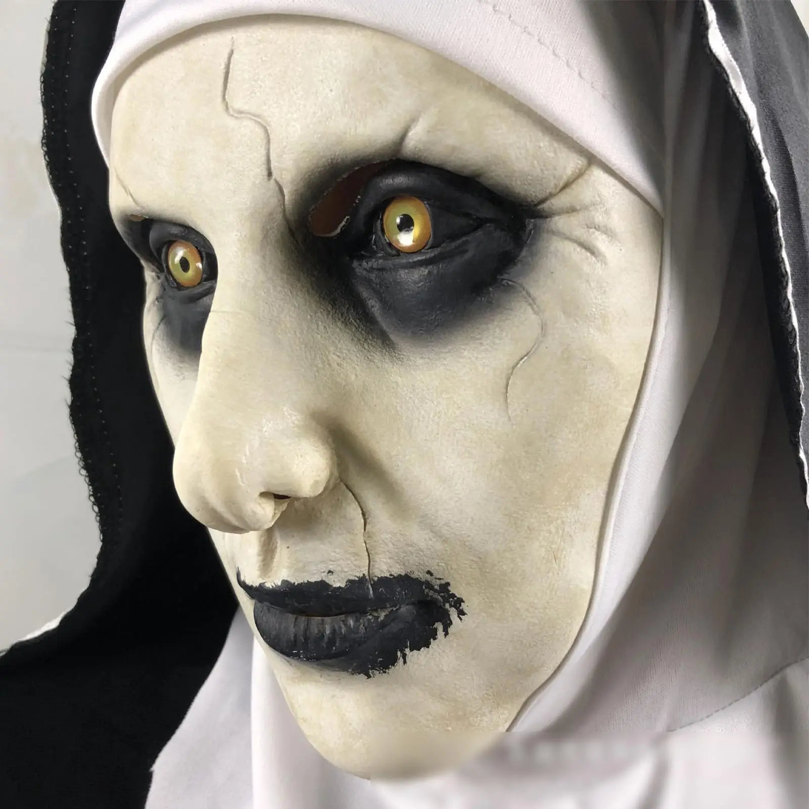 2023 Horror Nun Mask Headscarf Silicone Full Head Cap Horror Mask Party Cosplay Props Mask Halloween Latex Headscarf Nun Mask