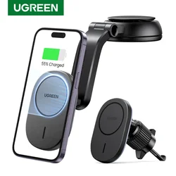 UGREEN Magnetic Car Phone Holder Stand Wireless Charger For iPhone 15 14 13 12 Pro Max Charging for Magsafe Car Charger 7.5W