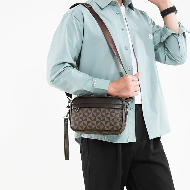 Lässige, leichte Business-Umhängetaschen für Herren, PU-Leder, Umhängetasche, bequem, breiter Riemen, Umhängetaschen, Designer für Herren – Detail 1