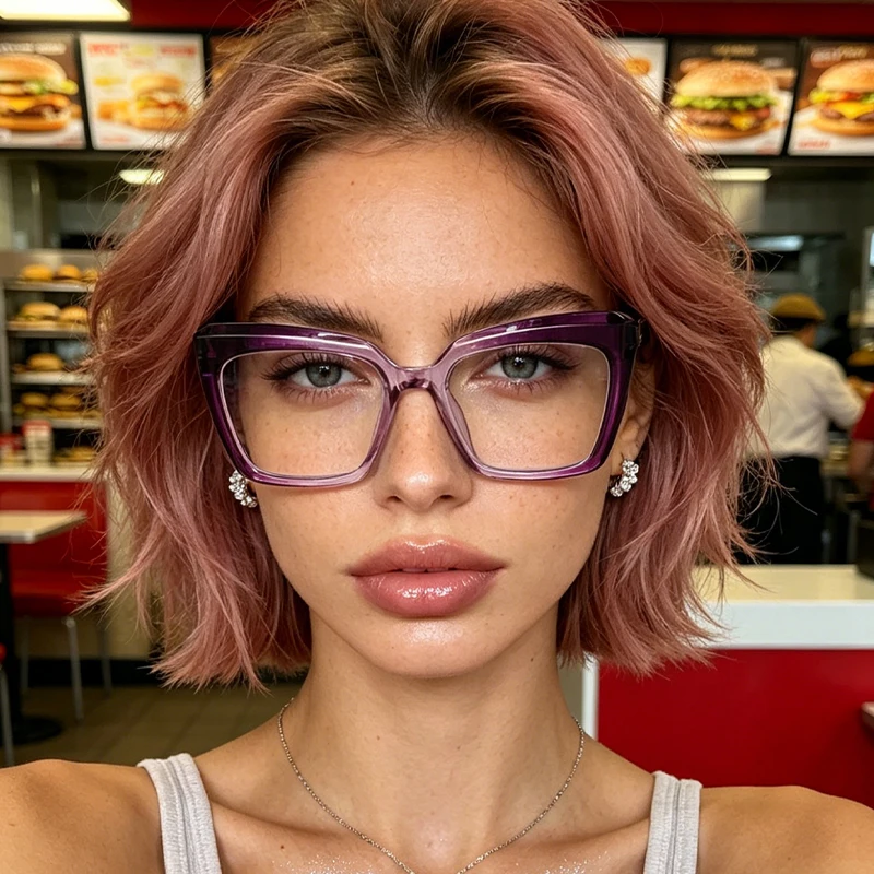 1pc Dreamy Purple Gradient Framed Glasses, Full of Sweet and Cool Atmosphere, Easy to Control a Variety of Styles
