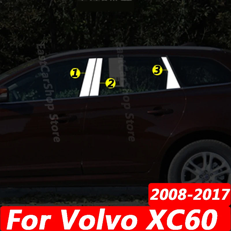 

Для Volvo XC60 AU 2008-2017, автомобильная дверь, окно, средняя колонка, отделка, декоративная защитная полоса, аксессуары из нержавеющей стали