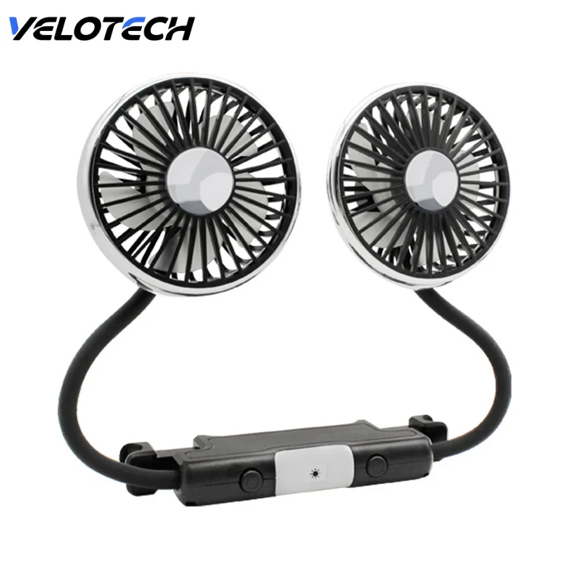 

Rear Seat Car Fan 24v USB Dual Head Neck Cooler 3-Speed 360 Degree Adjustable Foldable