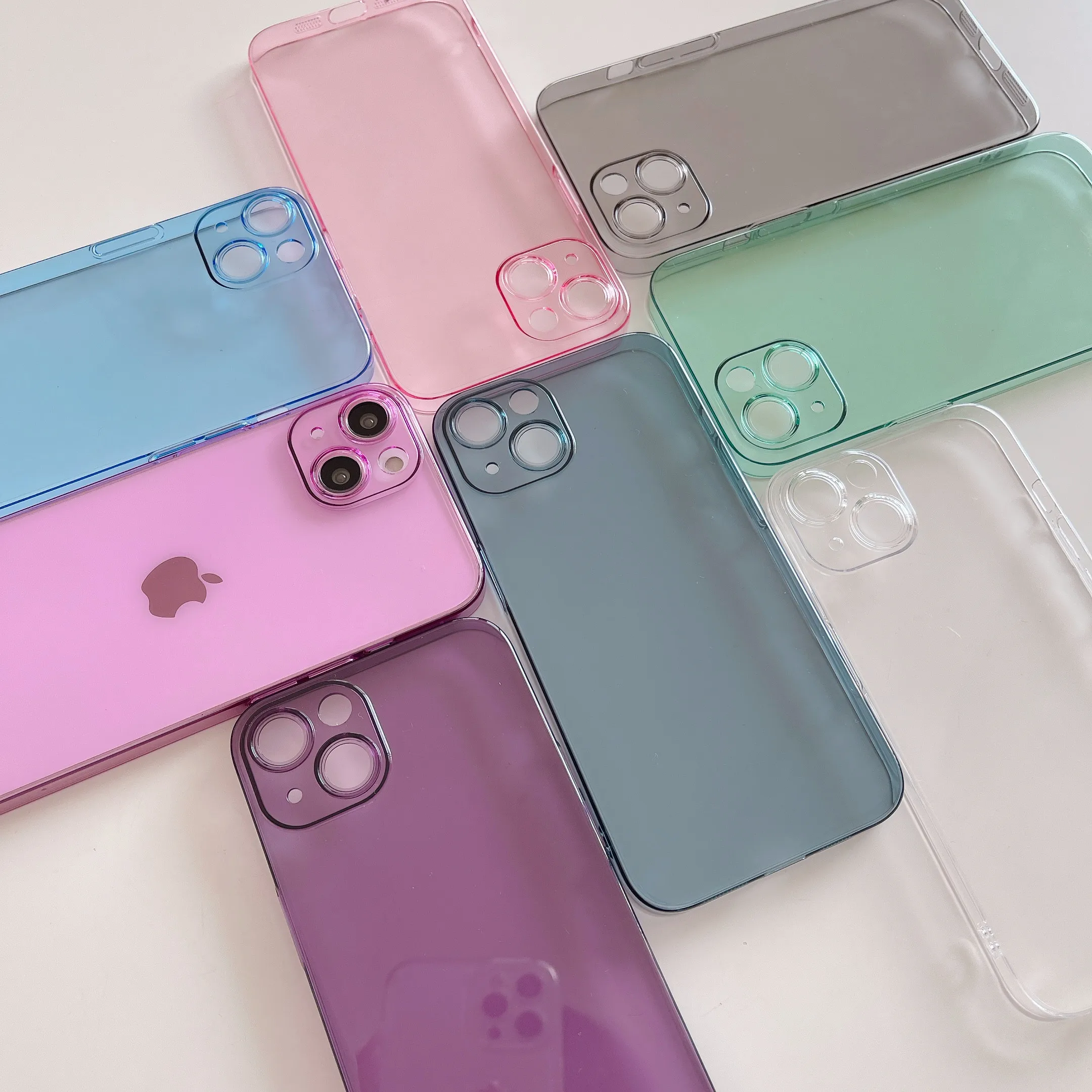 Candy Color Transparent Hard PC Case For iPhone 11 12 15 Pro Max 14 Plus i Phone 13 Promax iP 14Pro Shockproof Clear Cover Kilif