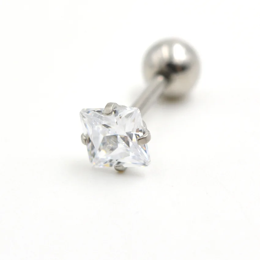 Edelstahl-Ohrstecker mit Schraubverschluss, 3 mm, quadratische Zirkonia, klassischer Stil, goldfarbene IP-Beschichtung, verblasst nicht leicht, allergiefrei. – Detail 8