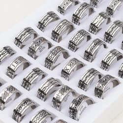 Wholesale 20 Pcs/Lot Classic Pattern Waterproof Stainless Steel Rings Vintage Fashion Men's High-quality Wedding Jewelry Gift