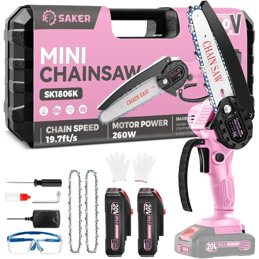 

Мини-бензопила 6-дюймовая аккумуляторная электрическая цепная пила для обрезки деревьев и обслуживания сада 2025 Модернизированный портативный аккумулятор