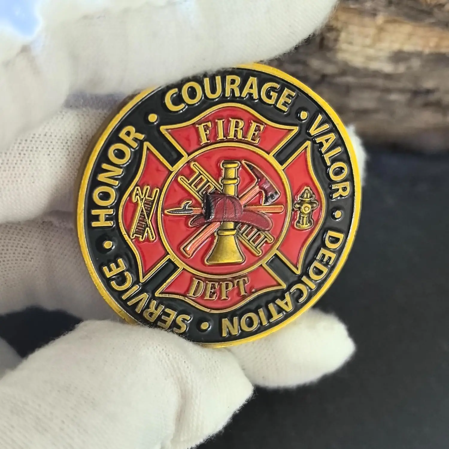 عملة تحدي Firefighter Honor & Bravery - وسام تحية باللونين الأحمر والذهبي مقاس 1.57 بوصة، هدية ملهمة للشجاعة والخدمة #6