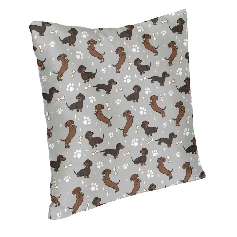 Gray Dachshunds Dackel Cushion Cover Print The Wiener Dog Teckel Floor Pillow Case for Car Custom Pillowcase Home Decor