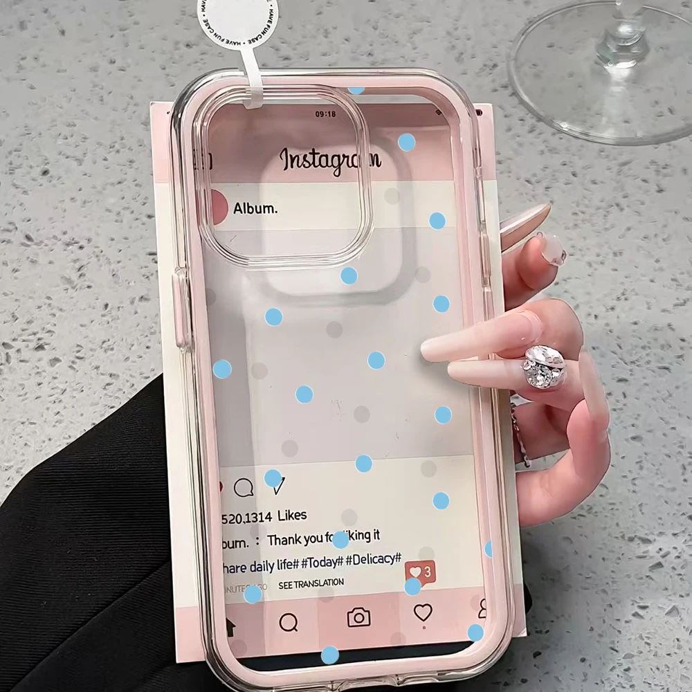 Einfache blaue gepunktete transparente Handyhülle für iPhone 17 11 12 13 14 15 16 Pro Max Plus XR 17 Air, stoßfeste Schutzhülle. – Detail 1