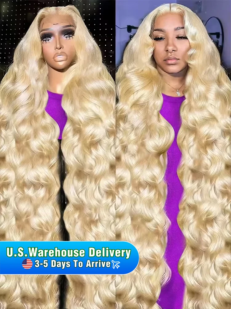 40Inch 613 Body Wave Blonde 13x6 Hd Lace Frontal Human Hair Wig Brazilian Color Water Wave Lace Front Wig For Women 250% Density