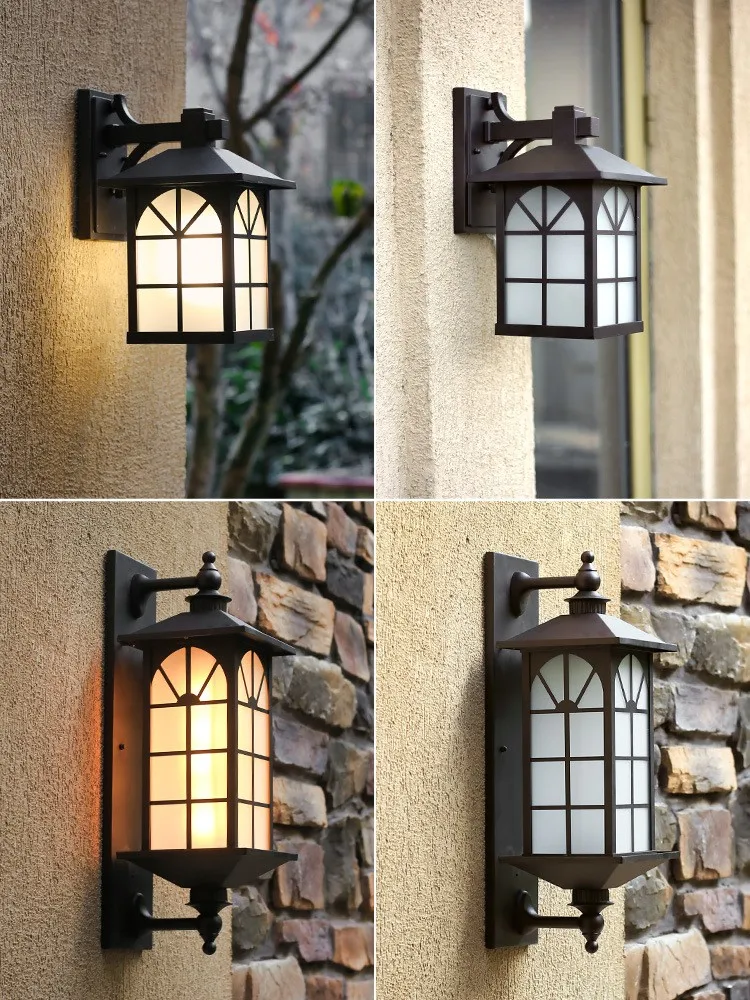 Classical Outdoor Wall Light for garden Balcony Vintage Cottage style Glass Wall Lamp LED Hallway Corridor Courtyard Lighting