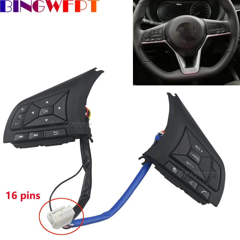 

Steering Wheel Button For Nissan Kicks 2017-2023 Versa 2017-2022 Volume Telephone Adjust Cruise Control Switch With Backlight