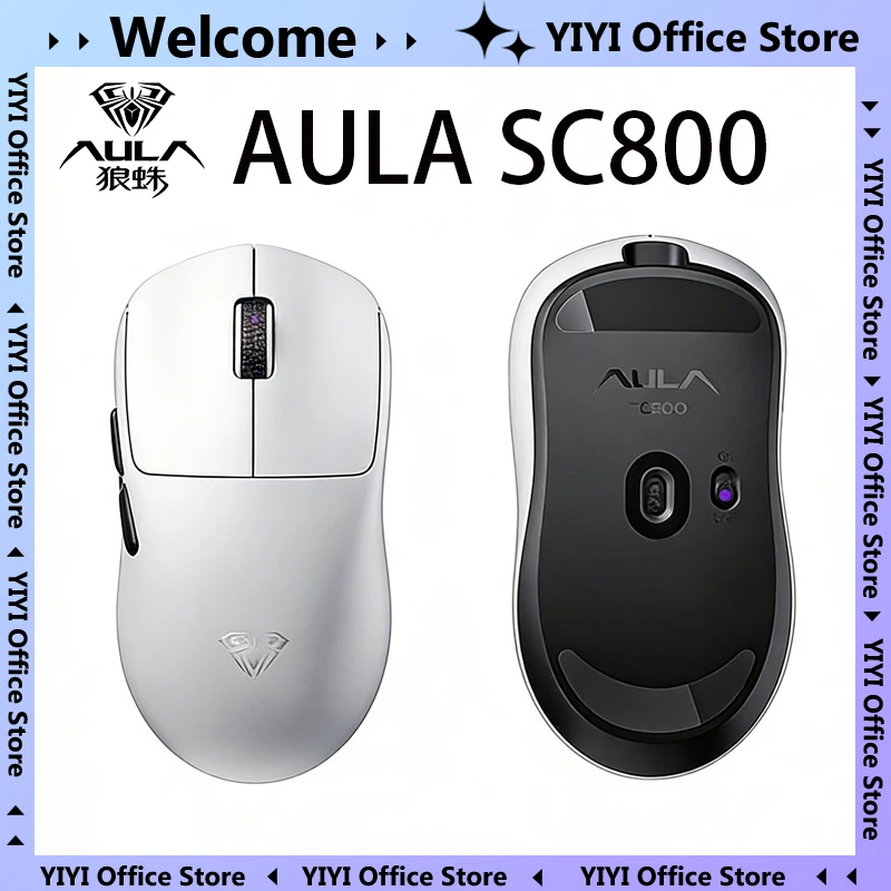 AULA SC800 Dual-Mode Gaming Mouse PAW3395 Sensor 8K Polling 37g Lightweight USB-C Wired/2.4G for E-Sports FPS Gamer Gifts