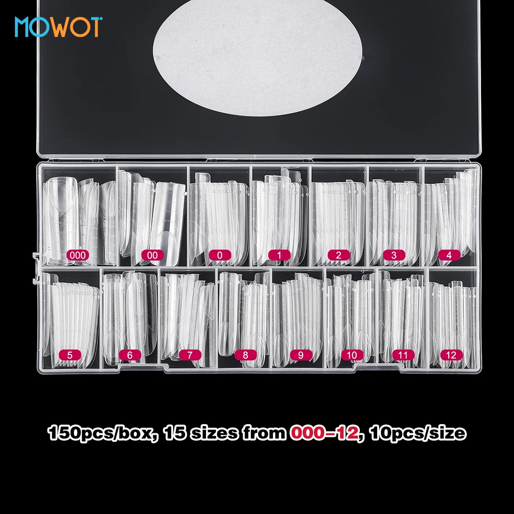 MOWOT 150pcs French Square Dual Forms Nail Molds for Poly Nail Gel Extension Top Forms Full Cover Acrylic False Nail Tips Molds