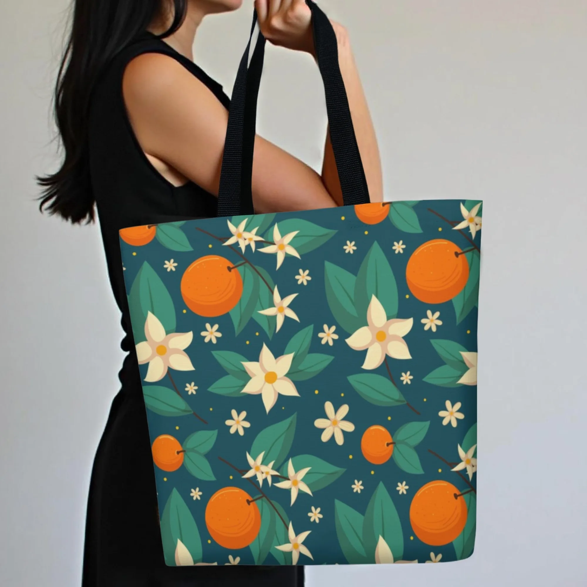 صديقة للبيئة زهر البرتقال والحمضيات Aficionado حقيبة تسوق من القماش قابلة لإعادة الاستخدام للنساء مثالية للمظهر اليومي الطازج #2
