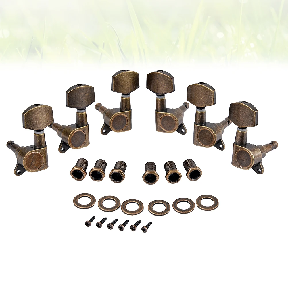 

6pcs Bronze Guitar Machine Heads String Tuning Pegs For Electric Acoustic Guitars Replacement Parts With Screws Ferrules Easy
