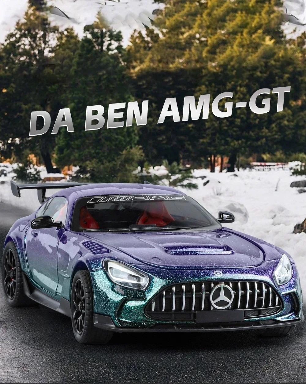 1:24 Mercedes Benz AMG GT  Alloy Miniature Car Diecast Metal Scale Car Model Sound＆Light Collection Children Toy Vehicles Gifts