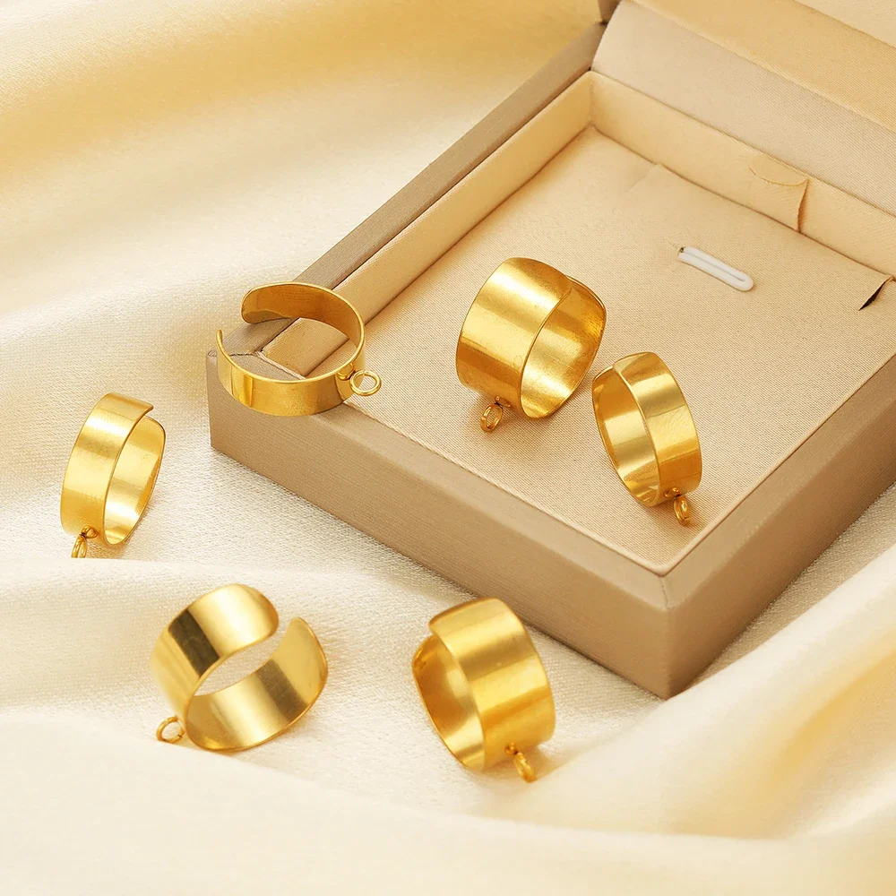 10pcs/lot Stainless Steel Adjustable Blank Rings Setting Gold Plated Open Ring for DIY Jewelry Ring Making Accessories Wholesale