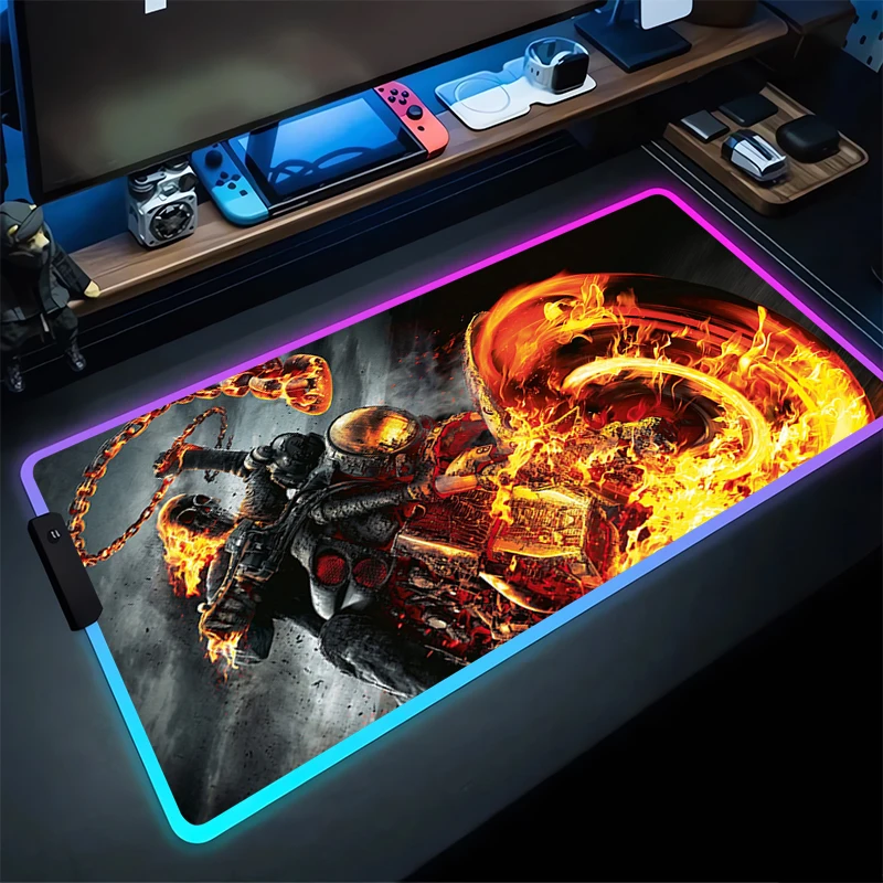 

RGB Large Gaming Mouse Pad G-Ghost Riders Laptop Mat Gaming Mousepad Backlit Keyboard Gamer Table Pads M-Marvels Home Decor